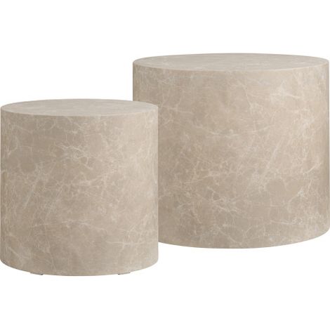 VAST-Set de 2 Tables basses décor marbre beige ø38 cm/ ø48 cm (1/3)