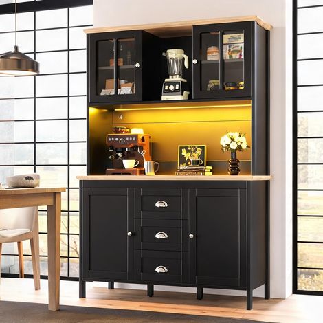 Buffet coloris noir en mDF métal 120 x 40 x 179 cm (1/5)
