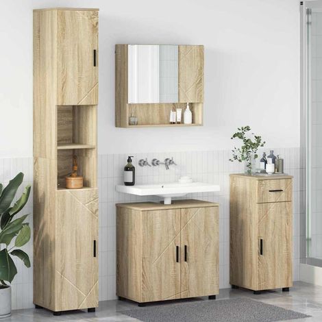 Bathroom Furniture Set 4 pcs Sonoma Oak 61 x 35 x 64 cm vidaXL (1/5)