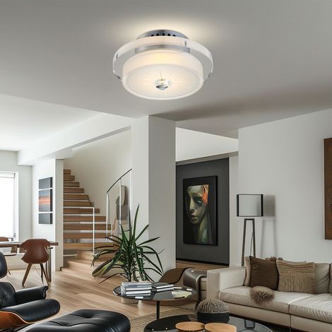Plafoniera cromata da cucina lampada da soffitto rotonda a LED in vetro per corridoio, 9W 710lm bianco caldo, DxH 20 x 10,5 cm