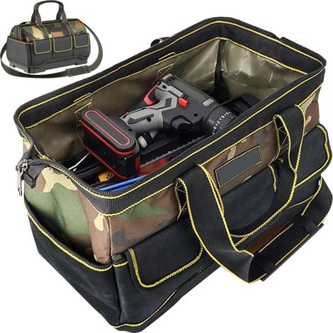 Sac À Outils Sac Organisateur Portatif pour Outils Organisateur de Stockage Extensible avec Pochette Boîte et Ceinture pour Électricien, Mécanicien, Jardin, Construction, (1/5)