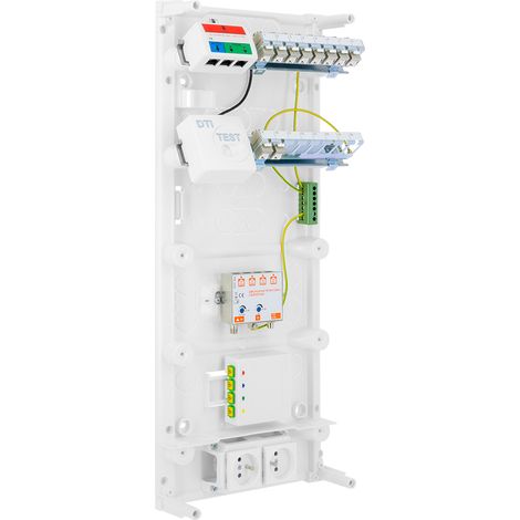 Siemens – Coffret de communication grade 3 TV avec 10 connecteurs RJ45 cat. 6A STP – Prêt pour raccordement FTTH – Amplificateur TV intégré
