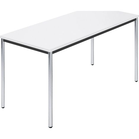 Table rectangulaire en tube rond chromé, 1400 x 700 mm blanc (1/4)