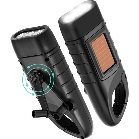 2-piece hand-crank torch, rechargeable LED dynamo torch with hand crank, emergency hand crank light for power outages, camping, and outdoor use (1/5)
