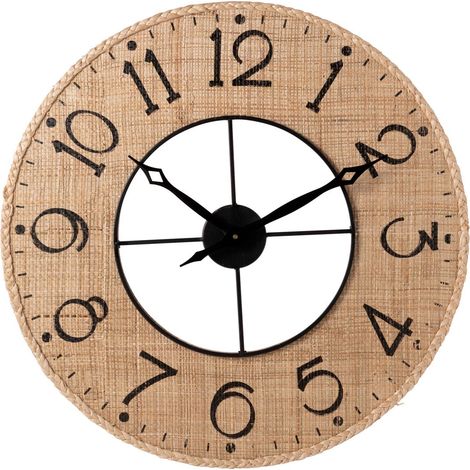 Horloge Murale Déco "Sodi" 60cm Naturel & Noir