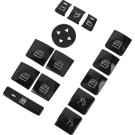 14Pcs Commande de Vitre Électrique Trim Noir Brillant Autocollant Bouton de Lève-Vitre pour Mercedes Classe A, Classe B, Classe C (1/5)