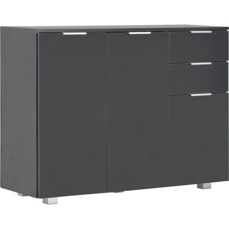Aparador buffet cómoda armario mueble organizador cocina salón brillante 107 x 35 x 80,5 cm negro 020036163