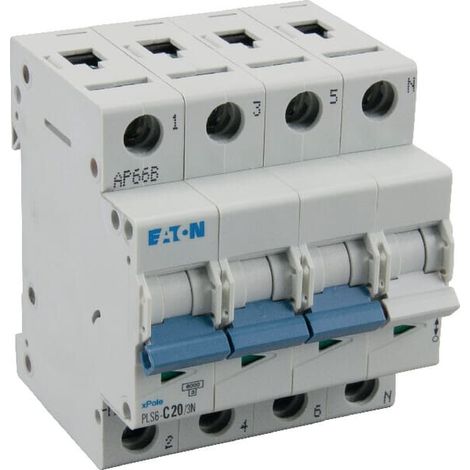Interruttore magnetotermico 20A 3P+N'C EATON PLS6C203N
