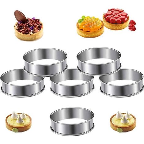 Anelli per torte, stampo antiaderente per mousse, teglie rotonde in acciaio inox con doppio bordo curvo per torte, pasticcini, biscotti e panini (8,5 x 2, (1/5)