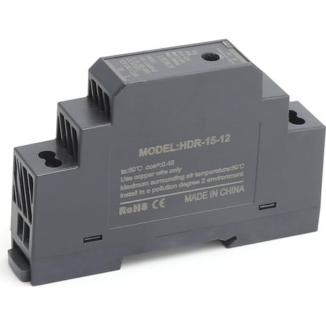 Alimentation Sur Rail DIN 12V DC 1.25A 15W, Entrée 100-240V AC 50/60 Hz Transformateur Sur Rail DIN pour l'Automatisation Domestique ou Industrielle (1/5)