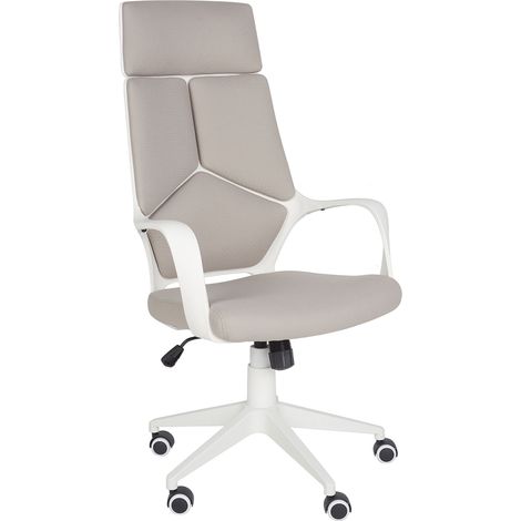 Chaise Bureau Pivotante Hauteur Réglable en Polyester Taupe Châssis Blanc Delight