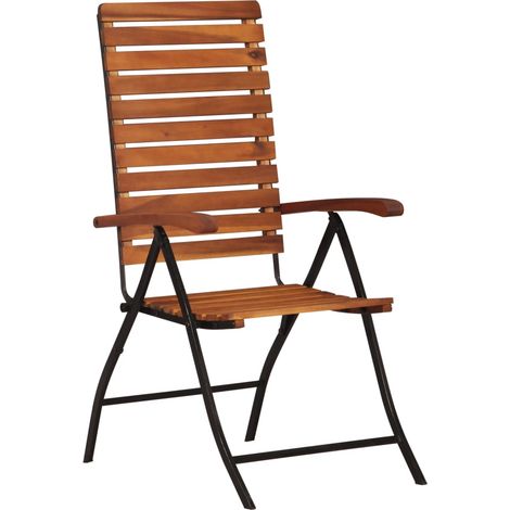 Lot de 2 Chaises de jardin et de camping inclinables, Chaises de relaxation, Bois solide d'acacia OIB9116E (1/5)