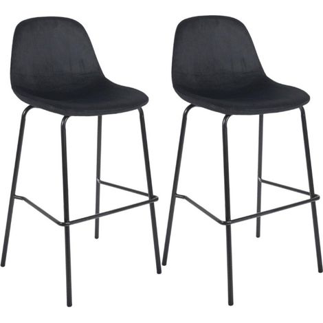 Lot de 2 Chaises de Bar Velours "Giulia" 100cm Noir (1/5)