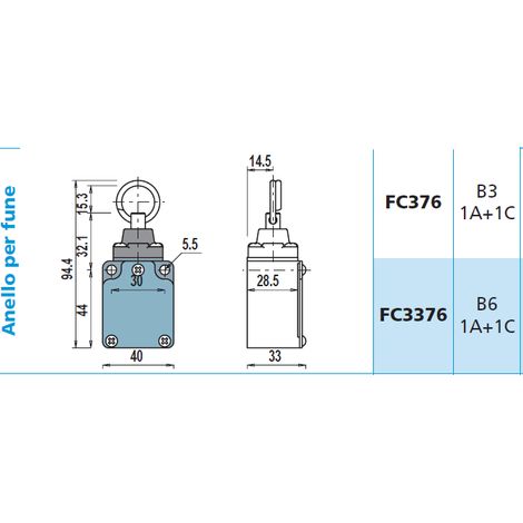 FC3376 Interruttore di Posizione azionamento con fune Finecorsa
