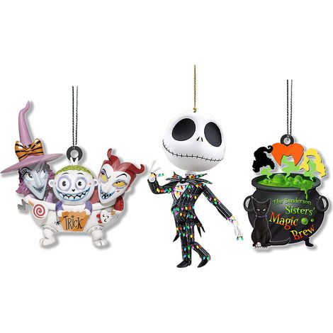 Lot de 3 décorations suspendues pour Halloween, pendentifs en acrylique pour voiture ou sapin de Noël, décorations de fêtes et cadeaux (1/5)