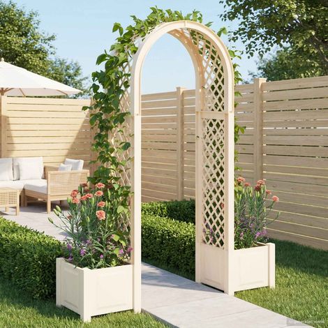 vidaXL Arco di Rose con Vaso Bianco 168,5 x 43 x 207 cm PP