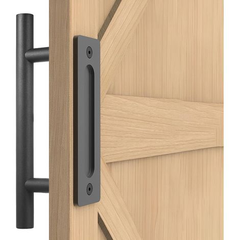 30CM Poignée de Porte Coulissante, Noires Avec Poignée de Porte Coulissante, Grande Taille Rustique, Convient pour Portails, Garages, Armoires (1/5)