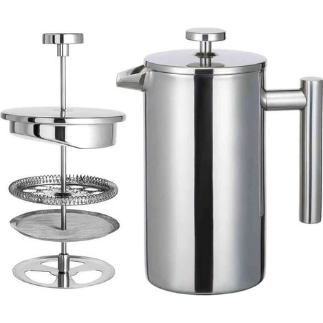 Cafetière à piston en acier inoxydable de 350 ml avec filtre à café et thé - Cafetière à piston en acier inoxydable de 350 ml avec filtre à café et thé (1/5)
