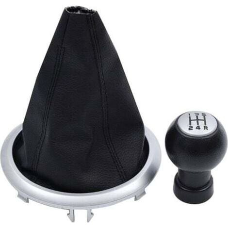 Adecuado para la funda protectora de la palanca de cambios del coche Suzuki Swift, cubierta brillante + marco plateado con franja negra, 5 velocidades
