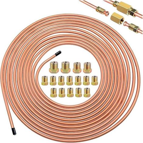Tuyau frein cuivre 7.5m - Nosheir - Ø3/16" (4.75mm) avec 16 écrous, kit conduite (1/5)