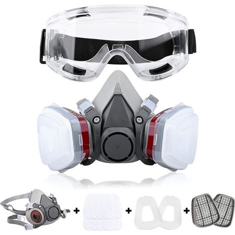 Demi-masque respiratoire réutilisable 6200, masque à gaz, protection respiratoire avec lunettes de sécurité pour peinture et soudage (1/5)