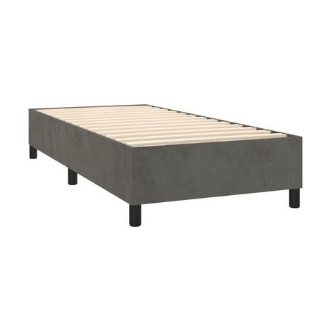 Sommier champignon avec matelas LED, gris foncé, 80 × 200 cm, revêtement velours, velours doux et confortable, éclairage led d’ambiance, pour chambre, confort quotidien, assemblage rapide (1/5)