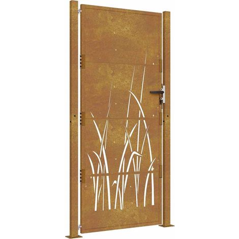 Vidaxl – Portail de jardin en acier corten 110 x 205 cm – Design découpé au laser – Système verrouillable – Résistant aux intempéries