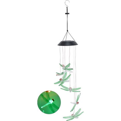 Solarbetriebene LED-Lichterkette in Libellenform mit Farbwechsel, zur Dekoration des Außenbereichs im Garten, mit eingebautem Akku (grüne Solar-Libelle) (1/5)