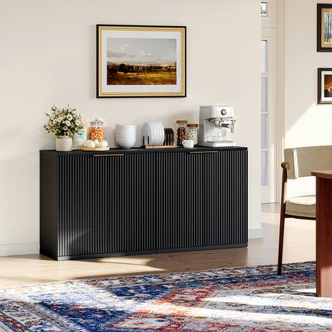 Moderner Aufbewahrungsschrank 80x40x80 cm mit gefalteter Front, schwarzen Metallgriffen, multifunktional für Wohn- und Schlafzimmer (1/5)