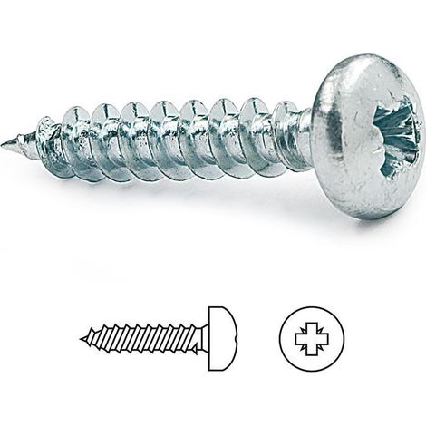 tornillo rosca madera cabeza redonda poz largo 15mm diámetro 4.5mm (caja 1000) (1/4)