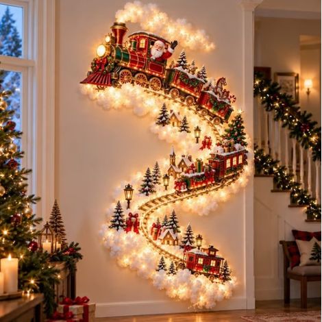 Guirlande lumineuse murale « Chemin magique de Noël » - Le vieux train E 100 cm (1/5)