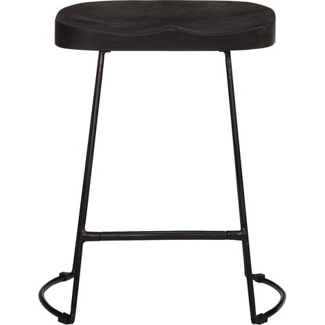 Tabourets de bar  Chaise de bar lot de 2 noir 46x38x52 cm bois manguier massif
