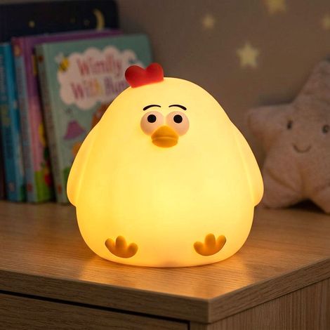 LED Nachtlicht Tischlampe Kinderzimmerlampe Huhn Touchdimmer Weiß Silikon H 11 cm (1/5)