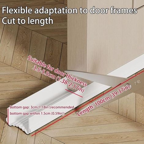Boudin de porte 100 cm blanc, isolant anti-courant d'air, largeur 3,5-5,5 cm, joint thermique et acoustique pour porte (1/3)
