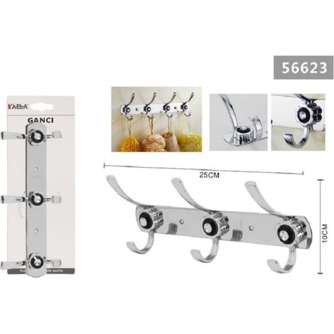 Trade Shop - 3-gancho Colgador Cuelga Ropa De Toalla Baño Flor Diamante 25x10cm 56623 - (1/2)