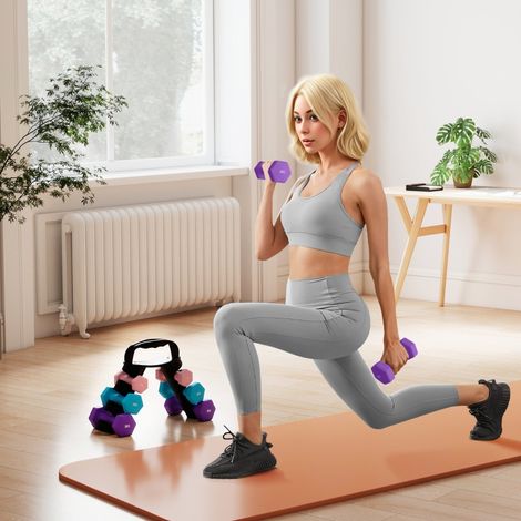 Ensemble d’haltères avec support de rangement,ensemble de 6 haltères pour l’entraînement physique,2 x 1kg,2 x 2kg,2 x 3kg-Chi (1/5)