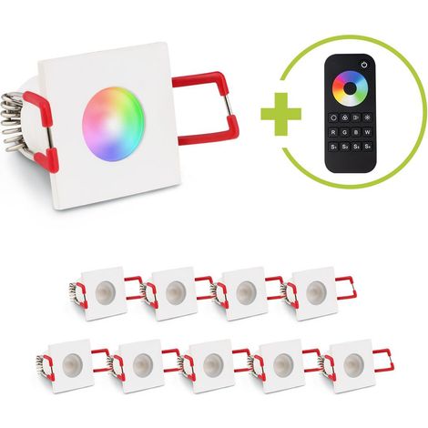 Einbaustrahler Mini Livorno eckig 3W RGBW IP65 - Farbe: weiß - Anzahl: 10x (1/5)