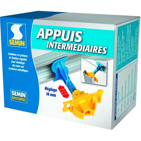 Semin – Clip de fixation lambris 100 à 180 mm – Boîte de 50 – Fixation réglable pour doublage sur ossature métallique – Bonne tenue aux chocs
