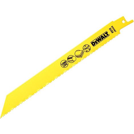 DEWALT Bi-Metal Sabre Reciprocating Blade 100mm Universal Shank for Plastic & Pipes Pack of 1 (1/4)