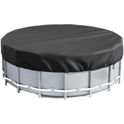 Noir,Bâche d'hiver ronde de 3,7 m, couverture ronde hors sol de 3,7 m, couverture ronde 420D pour piscine hors sol avec attache de corde et clous de sol, empêche les débris d'entrer, résistan