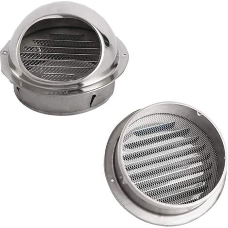 FENOPLASTICAGrille d'Aération Ronde Grille Ventilation Hotte, Conduit Aérateur d'Air Grille de Ventilation en Acier Inoxydable avec Filet Anti-insectes, 100mm (2 Pcs) (1/4)