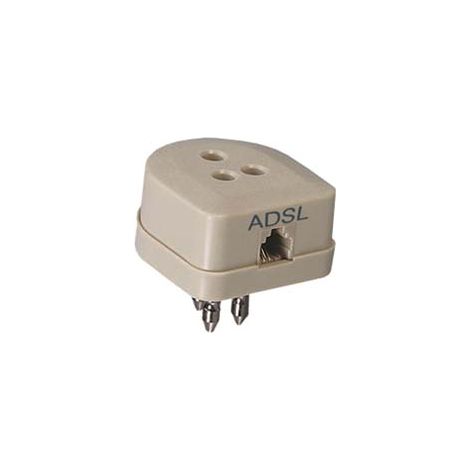 PRESA/SPINA DUPLICATORE TRIPOLARE CON PRESA PLUG 6/2 C. PER LINEA ADSL  art.22385    FANTON