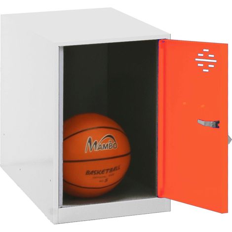 Simonrack Metallschrank weiß mit robuster orangefarbener Tür (1/3)