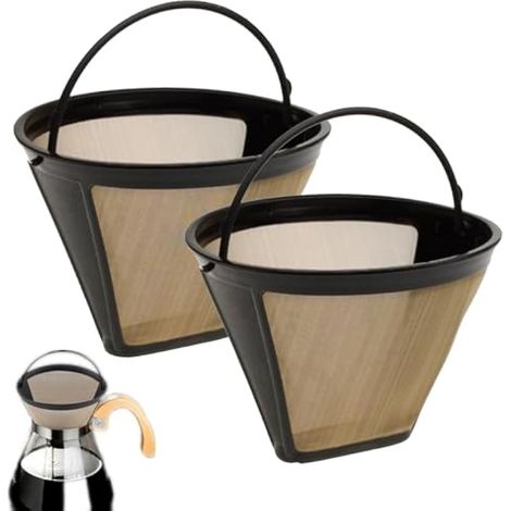 Filtre à café,2PCS Filtre Café Permanent Filtre Filtre a Cafe Reutilisable en Acier Inoxydable 100 Mailles Filtre à Café pour Machines à Café et à Thé (1/4)