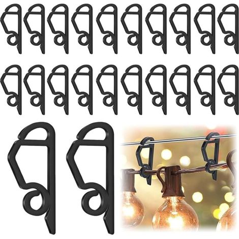 Bardusch-120 clips lumière de Noël pour guirlandes, noir, support gouttière extérieur/intérieur (1/5)