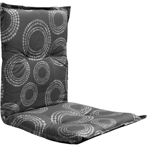 Universal Niedriglehner Polster Auflage 100 x 50 cm - Kreise grau - Gartenstuhl Niederlehner Kissen mit grafischem Muster