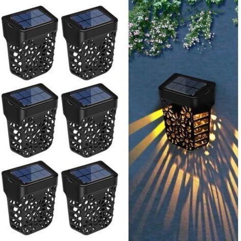 MSBD Lampe Solaire Exterieur Jardin, 6 pièces IP65 Éclairage Lumière Solaire Decorative pour porte d'entrée, escalier, cour, mur, clôture, jardin - Blanc chaud (1/4)