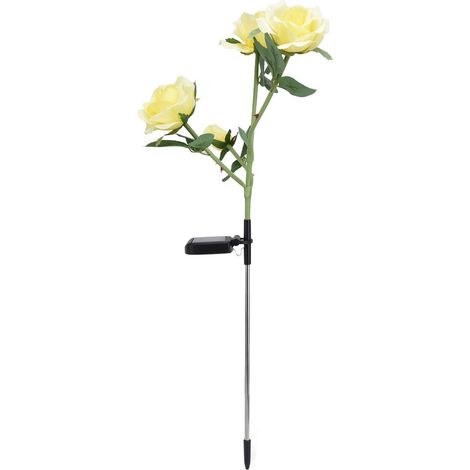 Solar-Rosenleuchte mit 4 Köpfen, IP65 wasserdicht, dekorative LED-Blumenlandschaftsleuchte für Garten und Hof (gelbes LED-Licht) (1/5)