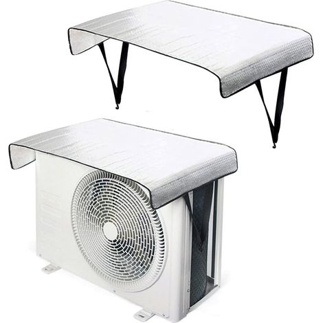 Housse de Climatiseur Exterieur, 2 PCS Étanche Couverture Extérieure de Climatiseur, Universelle Film de Aluminium Housse de Protection Anti-UV Anti-Neige pour Unité Extérieure de Climatiseur 95x46cm (1/4)