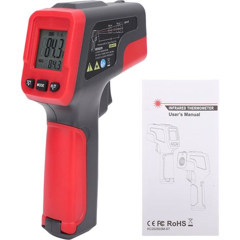 Pistolet thermométrique infrarouge, pistolet thermométrique numérique sans contact pour la mesure de la température de surface, -50 à 400 °C, 13 points de mesure (1/5)